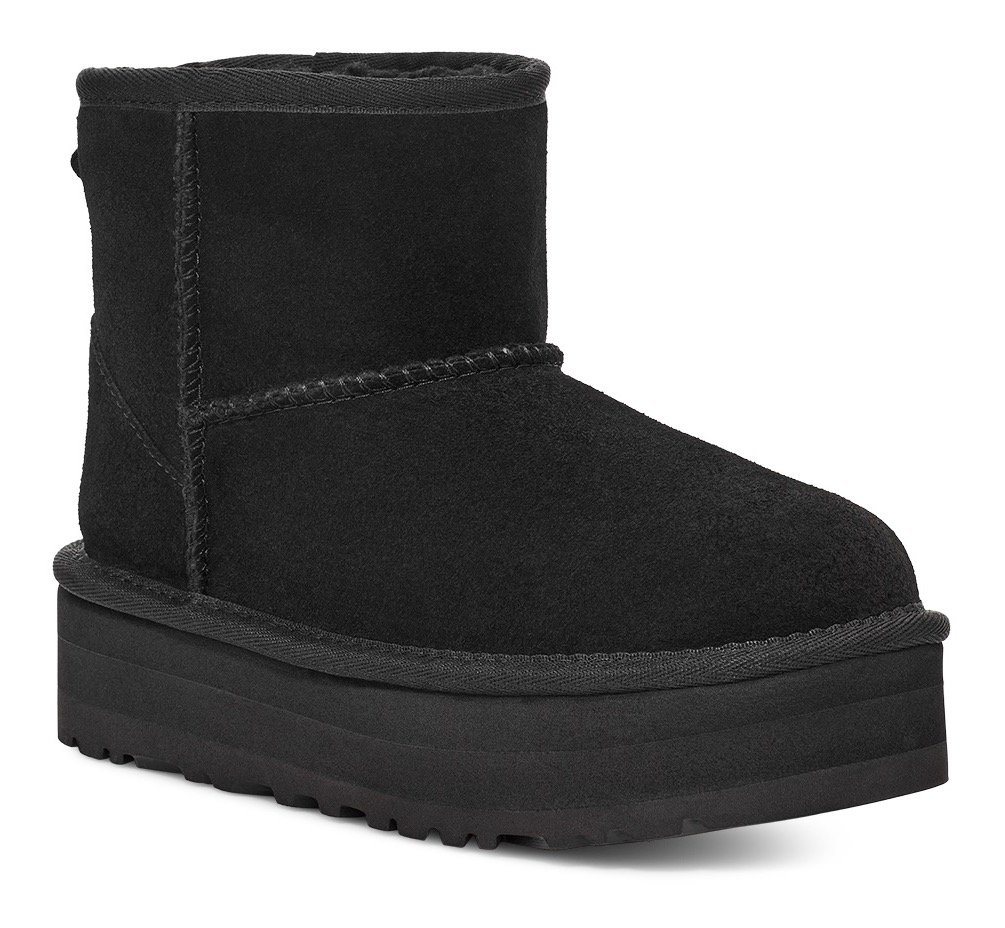 Ugg KIDS' CLASSIC MINI PLATFORM Plateaustiefel, Winterboots, Plateau Boots, Schlupfstiefel mit Warmfutter (schwarz)