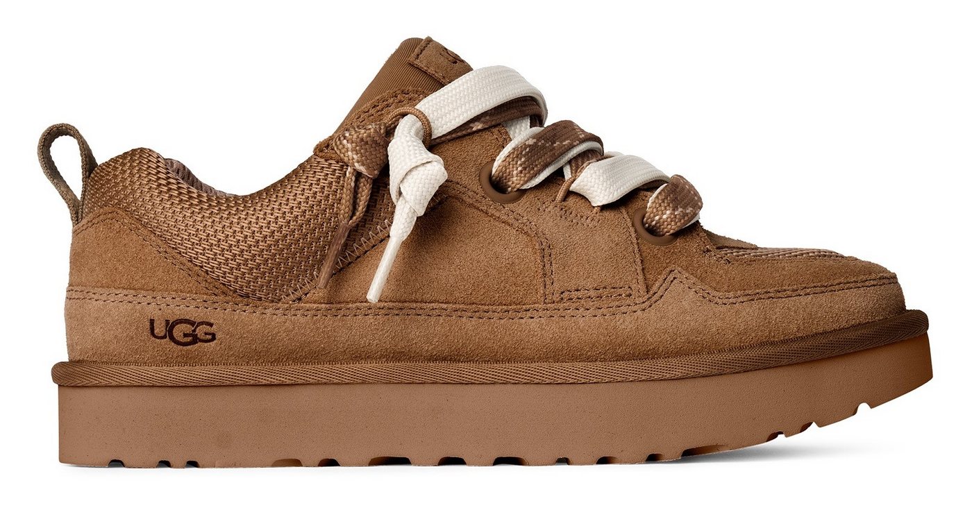 Ugg LO LOWMEL Plateausneaker Freizeitschuh, Halbschuh, Schnürschuh mit praktischer Anziehlasche (chestnut)