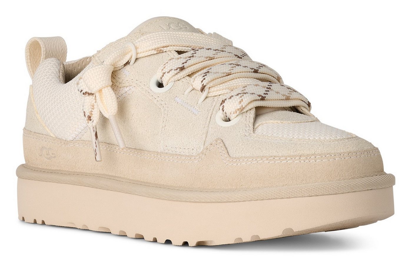 Ugg LO LOWMEL Plateausneaker Freizeitschuh, Halbschuh, Schnürschuh mit praktischer Anziehlasche (weiß)