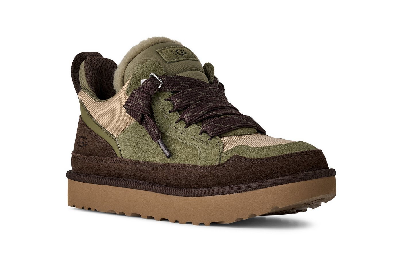 Ugg LOWMEL Plateausneaker Halbschuh, Schnürschuh mit gepolstertem Schaftrand (beige/grün)