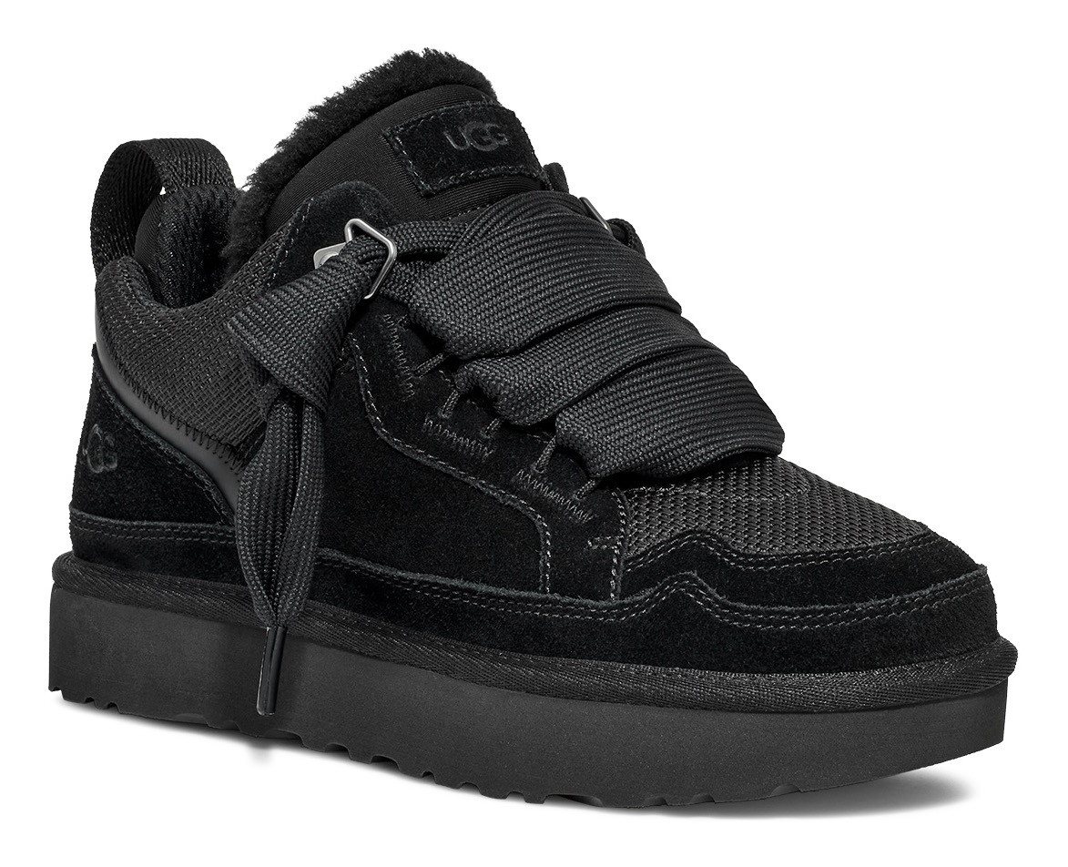 Ugg LOWMEL Plateausneaker Midcut Sneaker, Schnürschuh mit gepolstertem Schaftrand (schwarz)