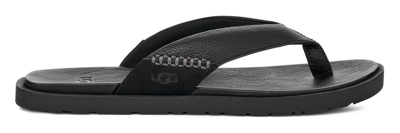 Ugg Seaside II Flip Zehentrenner, Pool Slides, Sandale, Flats mit weichem Fußbett (schwarz)