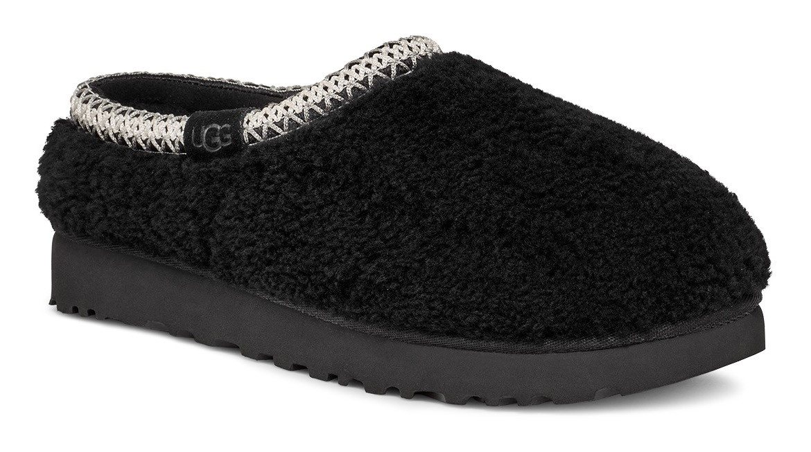 Ugg TASMAN MAXI CURLY Hausschuh, Clog, Pantoffel, Mule mit gepolstertem Fußbett (schwarz)