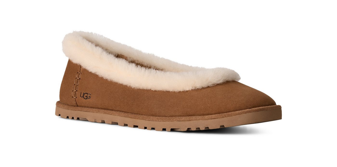 Ugg Zora Ballet Flat Ballerina Homeslippers, Flats mit Logoverzierung