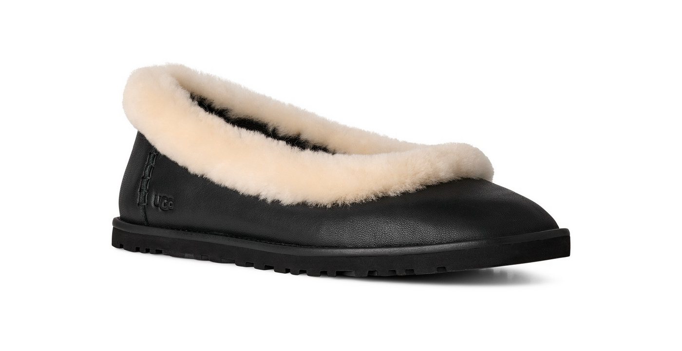 Ugg Zora Leather Ballet Flat Ballerina Homeslippers, Flats zum Schlupfen