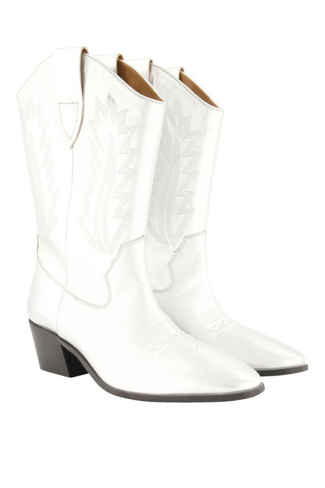 Ulla Popken Leder-Cowboystiefel XL-Schaft Metallic-Optik Stiefel