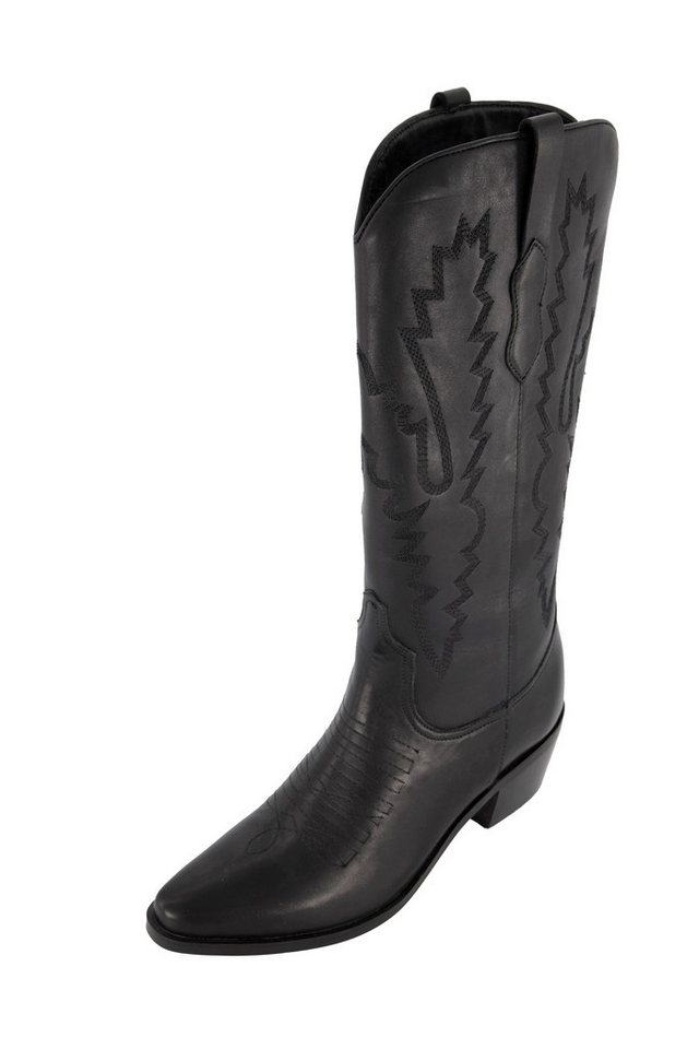 Ulla Popken Leder-Cowboystiefel XXL-Schaft Westernstiefel Stiefel
