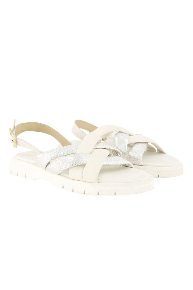 Ulla Popken Leder-Sandaletten Metallic-Optik Weite H Sandalette (weiß)