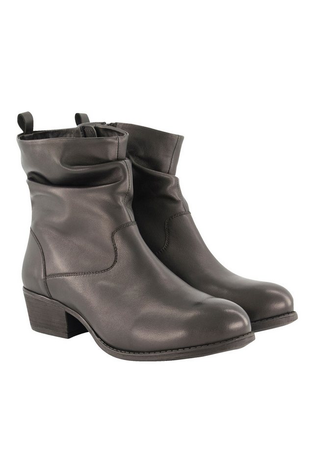Ulla Popken Leder-Stiefeletten Raffung Weite H Stiefel