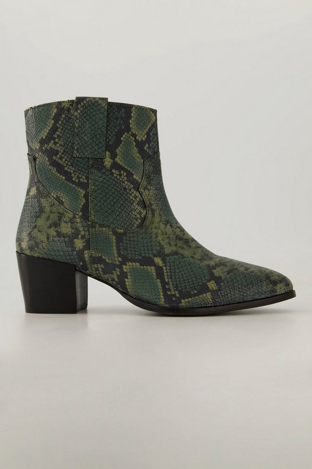 Ulla Popken Leder-Stiefeletten Schlangenlederoptik Weite H Stiefel