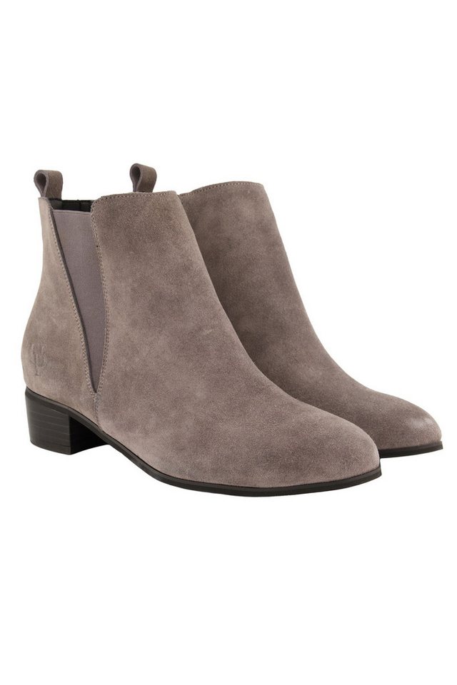 Ulla Popken Leder-Stiefeletten Veloursleder Elastikeinsatz Stiefelette