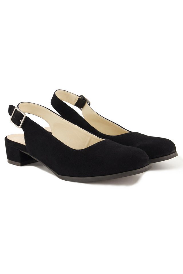 Ulla Popken Lederpumps Veloursleder Zierspange Weite H Pumps (schwarz)
