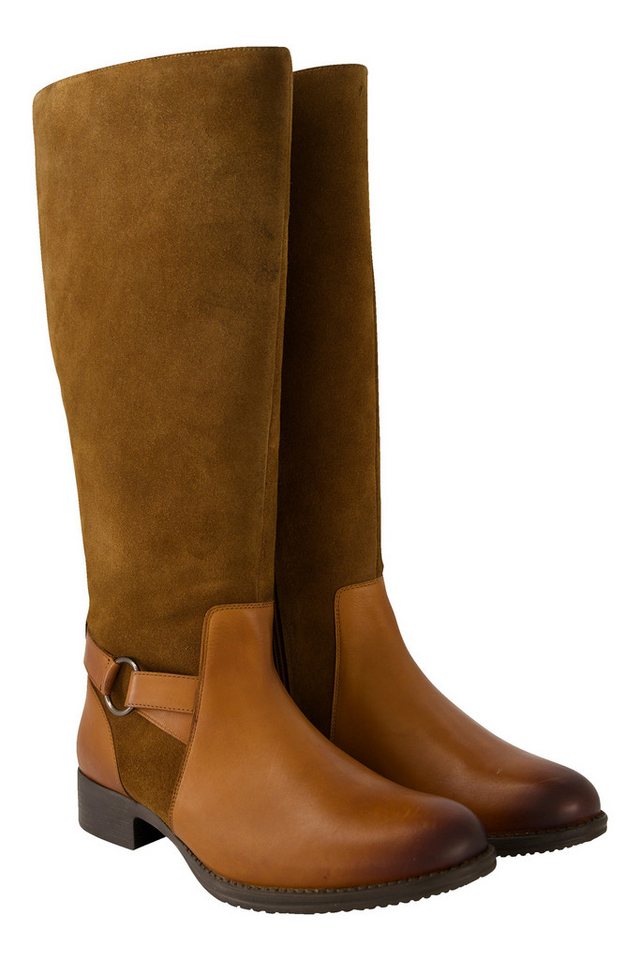 Ulla Popken Lederstiefel XL-Schaft Ledermix Weite H Stiefel (braun)
