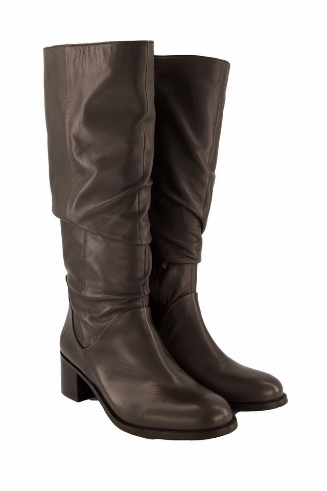 Ulla Popken Lederstiefel XL-Schaft Raffung Weite H Stiefel