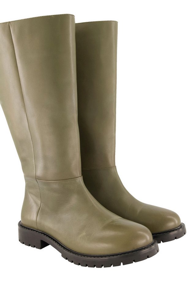 Ulla Popken Lederstiefel XL-Schaft Weite H Stiefel (gelb)