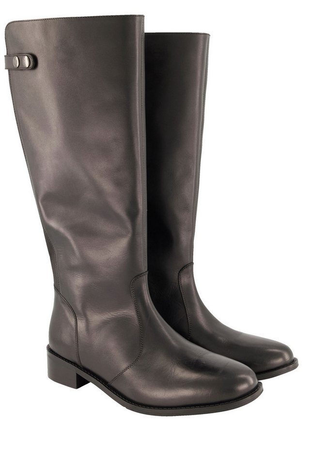 Ulla Popken Lederstiefel XXL-Schaft Druckknopf-Riegel Weite H Stiefel