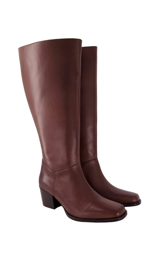 Ulla Popken Lederstiefel XXXL-Schaft Elastikeinsatz Weite H Stiefel