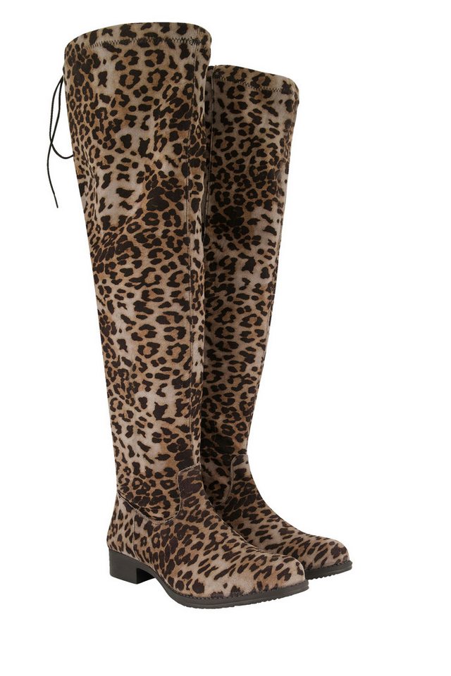 Ulla Popken Overknee-Stiefel XL-Schaft Leomuster Zipper Stiefel