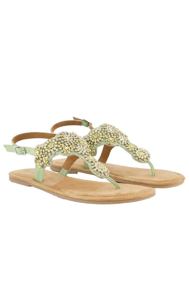 Ulla Popken Riemchensandalen Perlen Memory Foam Weite H Sandalette (gelb/grün)