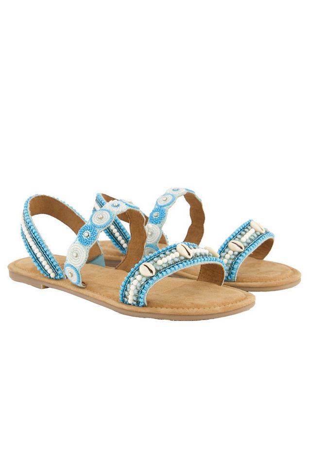 Ulla Popken Sandalen Perlenstickerei Memory Foam Weite H Sandalette (blau)