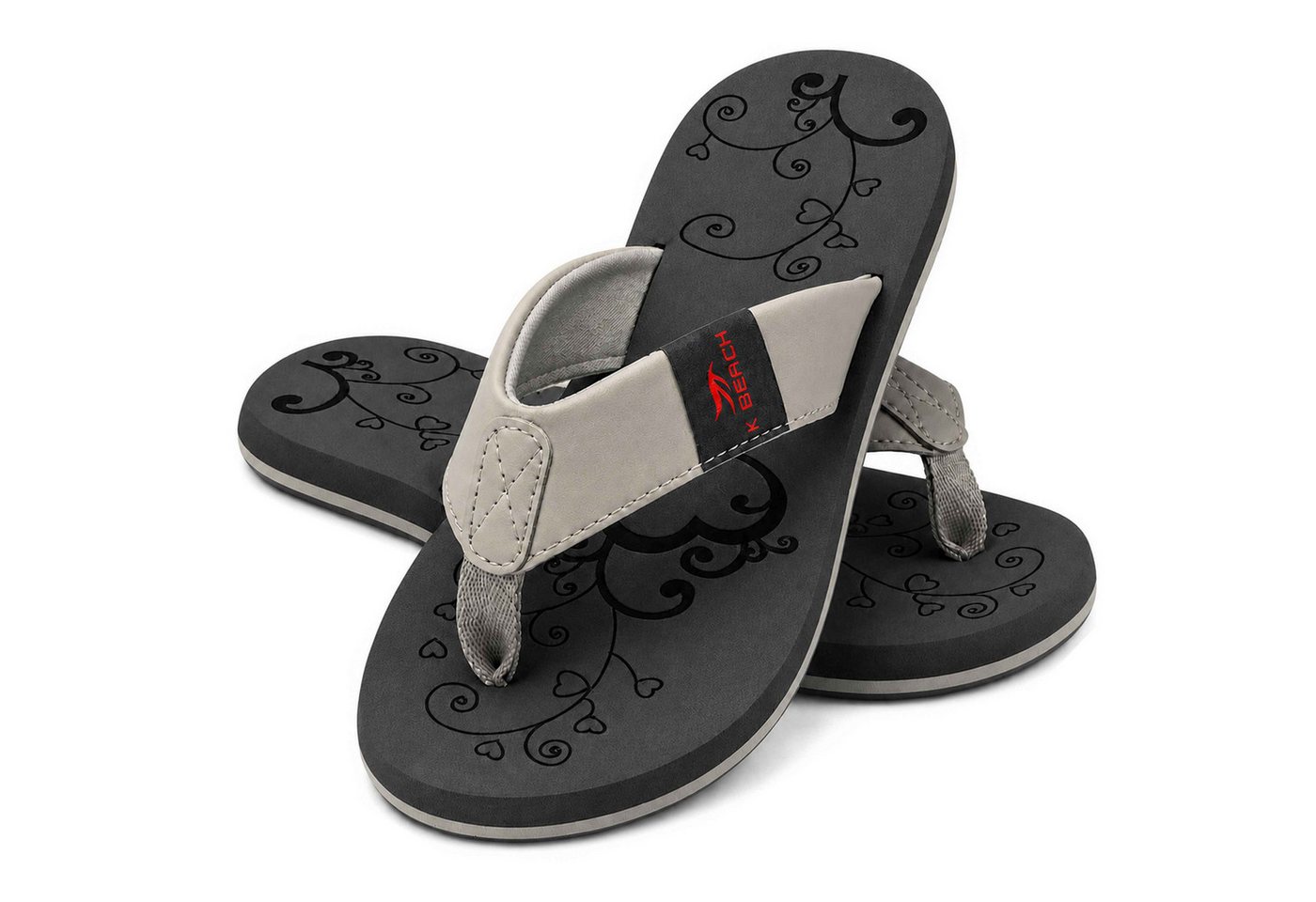Ultrapower FLIP-ON Zehentrenner Badelatschen Latschen Poolschuhe 36-41 Damen Zehentrenner (Flip Flops Komfort und Stil) (Grigio Luna)