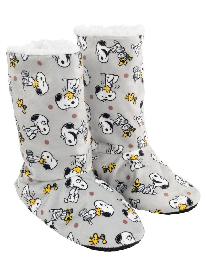 United Labels® The Peanuts Snoopy Hausschuhe Hüttenschuhe Winter Stiefel gefüttert Hausschuh