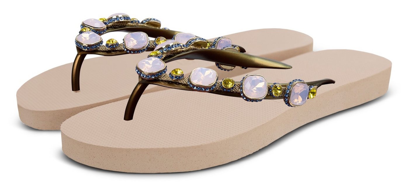 UZURII Copa Cabana Zehentrenner luxuriöse Flip Flops mit aufwendig verziehrten Strasssteinen