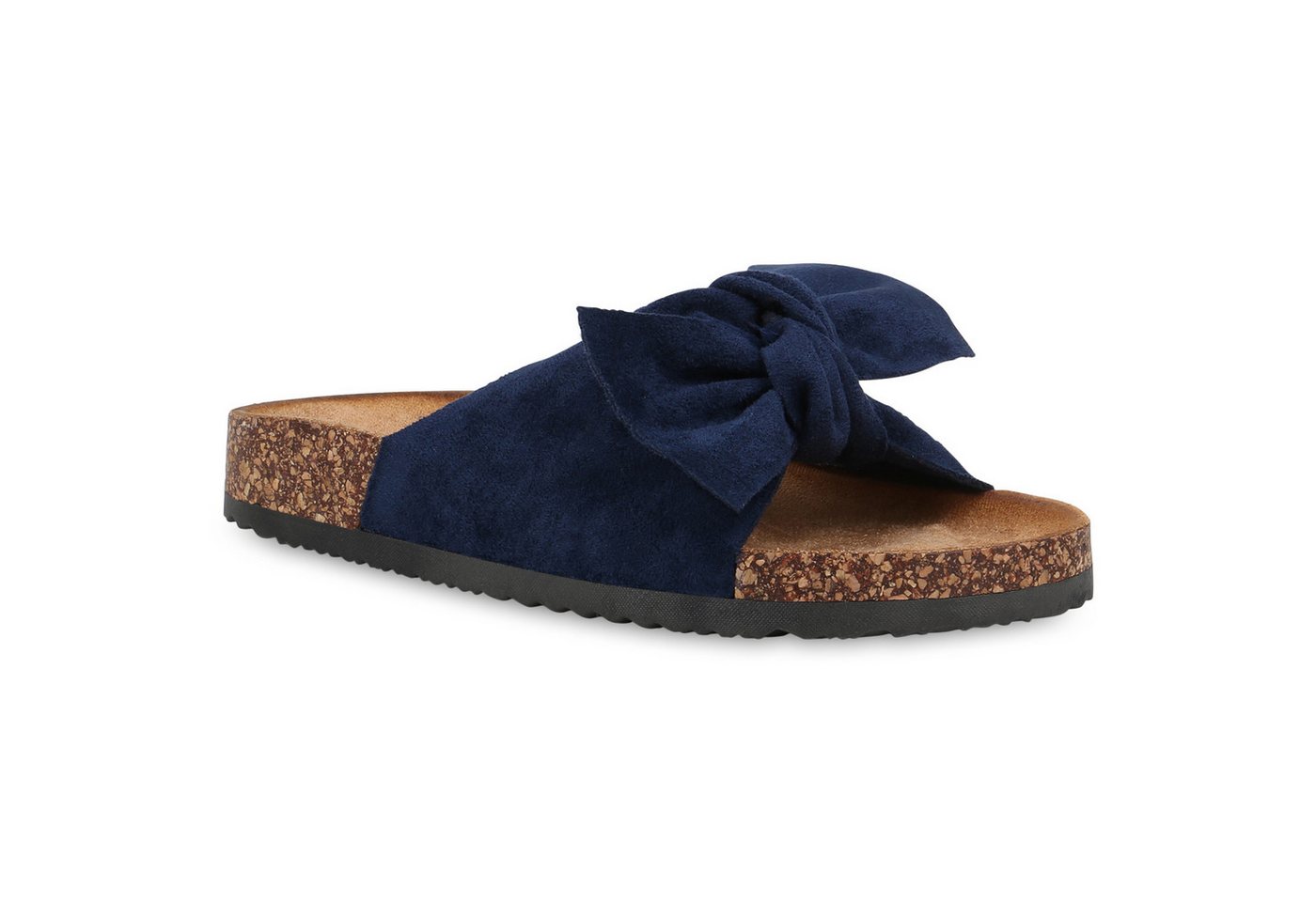 VAN HILL 19057336 BO S67 Damen Sandalen Dk. Blue 36 Pantolette Damen Sandalen Pantoletten Korkoptik Sommer Schlappen Hausschuhe