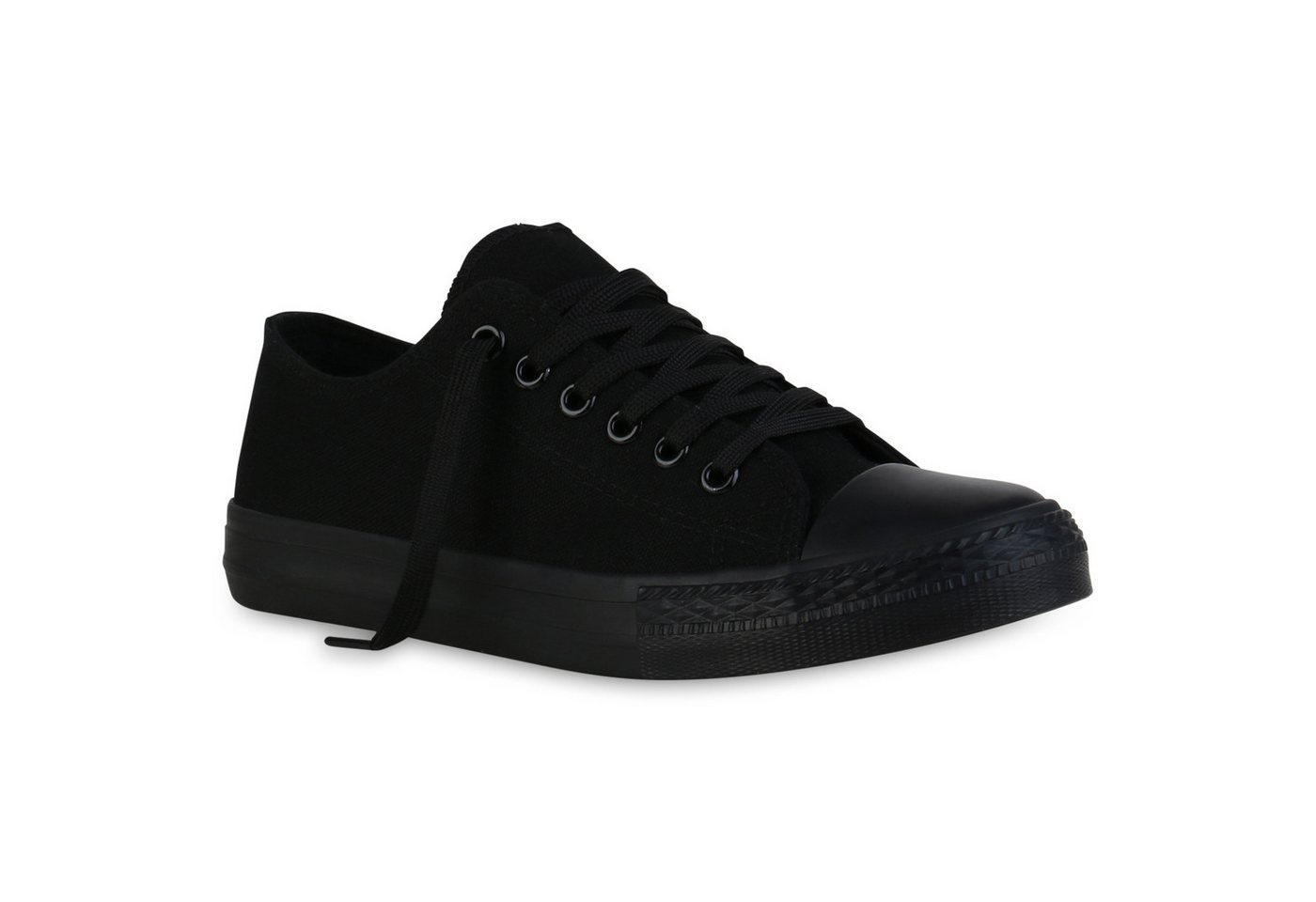 VAN HILL 20388437 YR LW2255-1 Damen Sneaker All Black 37 Sneaker Damen Sneaker Low Bequeme Schnürer Basic Stoff Schnür-