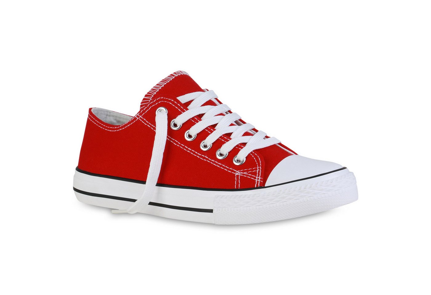 VAN HILL 20389037 YR LW2255-7 Damen Sneaker Red 37 Sneaker Damen Sneaker Low Bequeme Schnürer Basic Stoff Schnür-