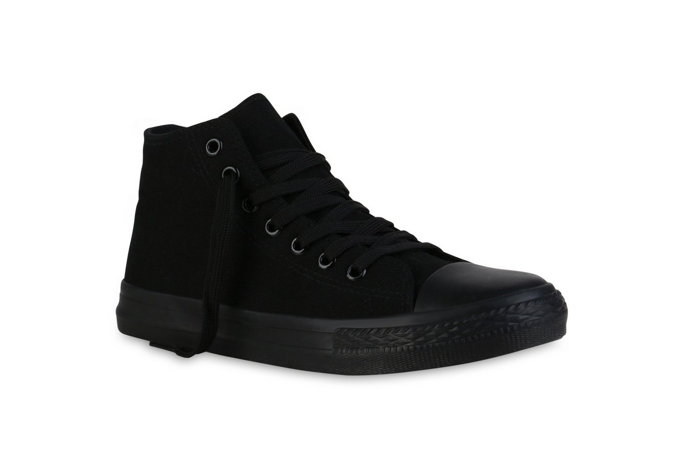 VAN HILL 20392037 YR LW2266-1 Damen Sneaker All Black 37 Sneaker Damen Sneaker High Schnürer Bequeme Basic Stoff