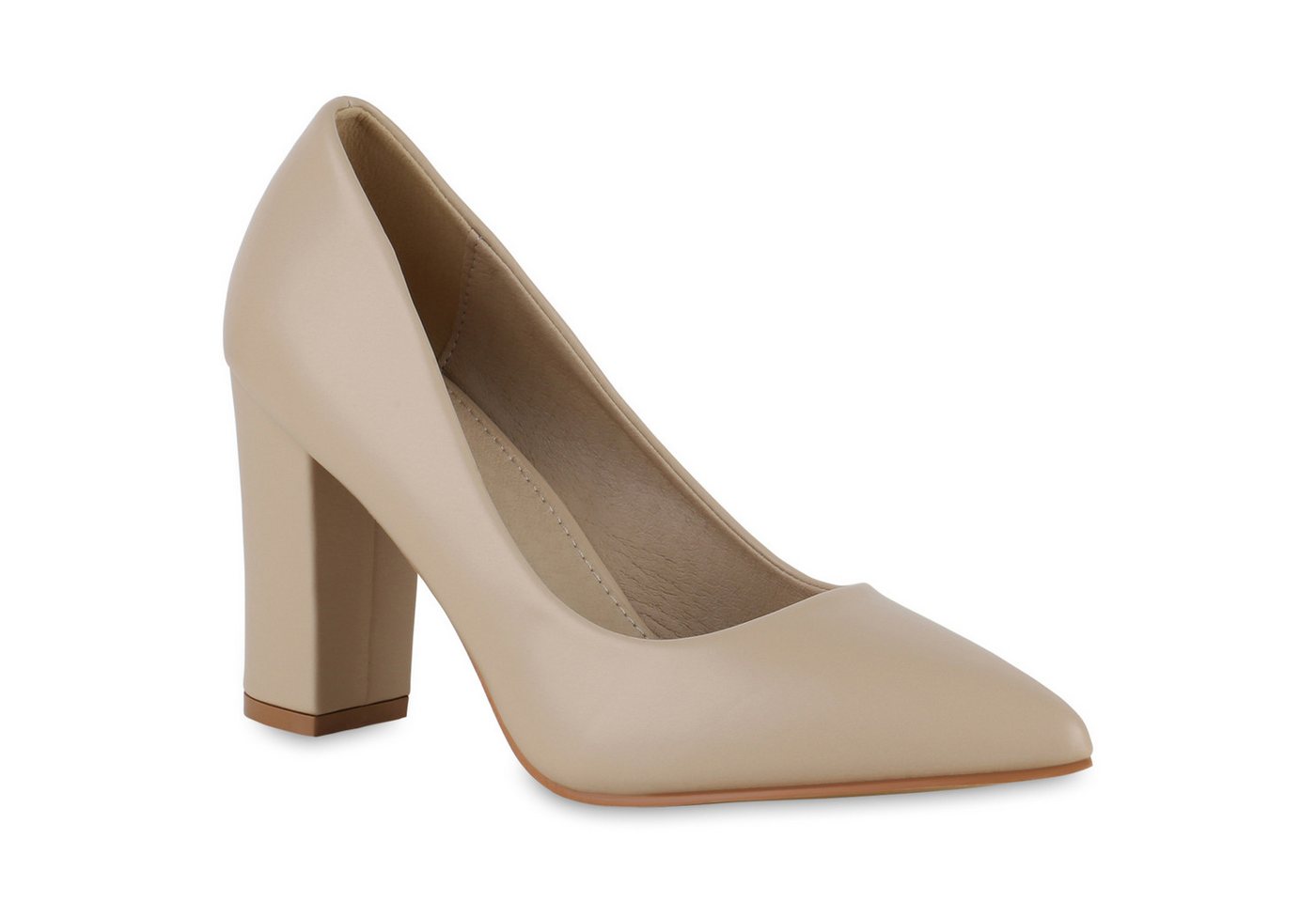 VAN HILL 20834139 KY L959 Damen Pumps Beige 39 Pumps Damen Spitze Pumps Blockabsatz Klassische Basic Absatz-