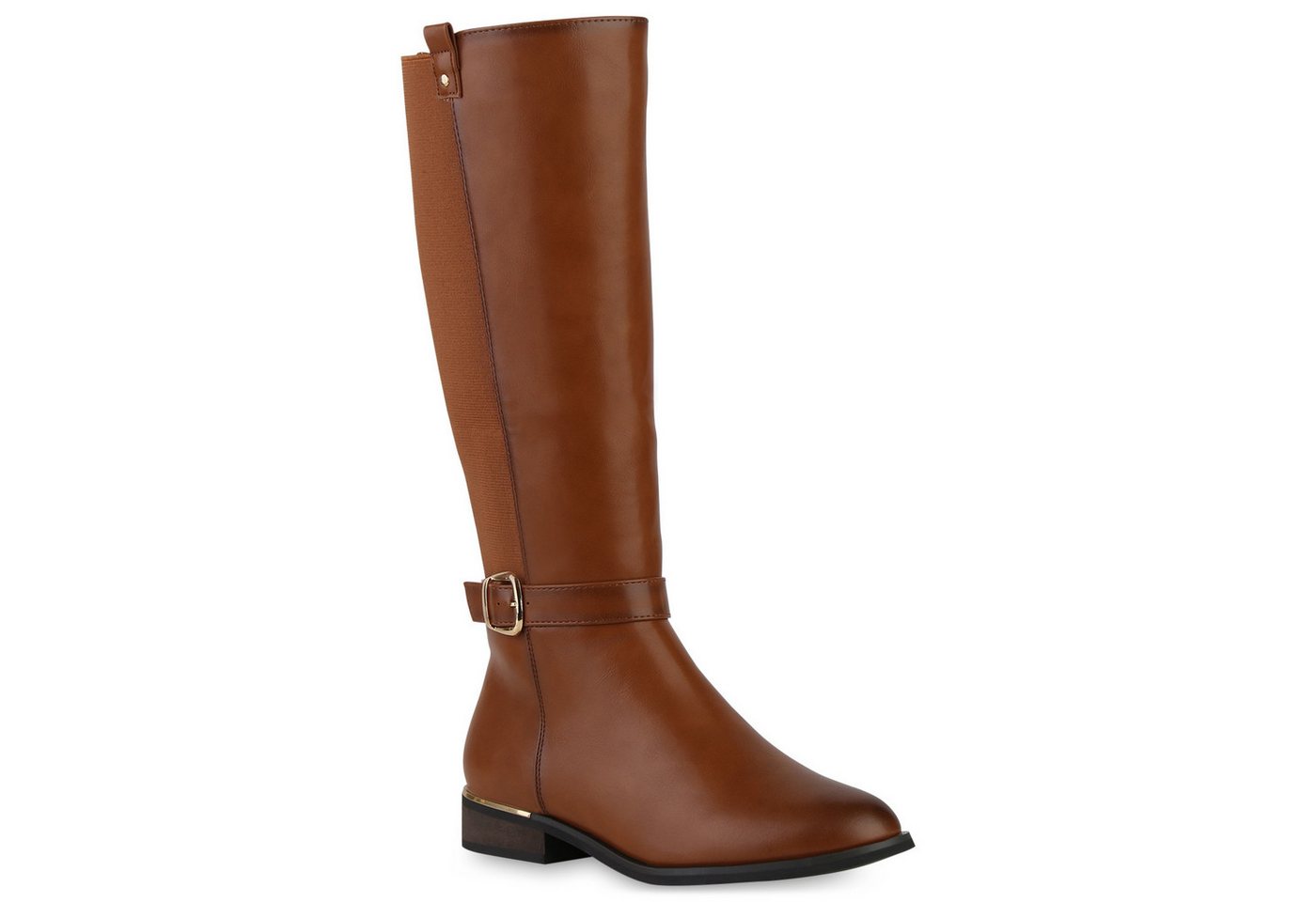 VAN HILL 21309838 KY SU762 Damen Stiefel Camel 38 Stiefel Damen Leicht Gefütterte Reiterstiefel Schnallen Freizeit