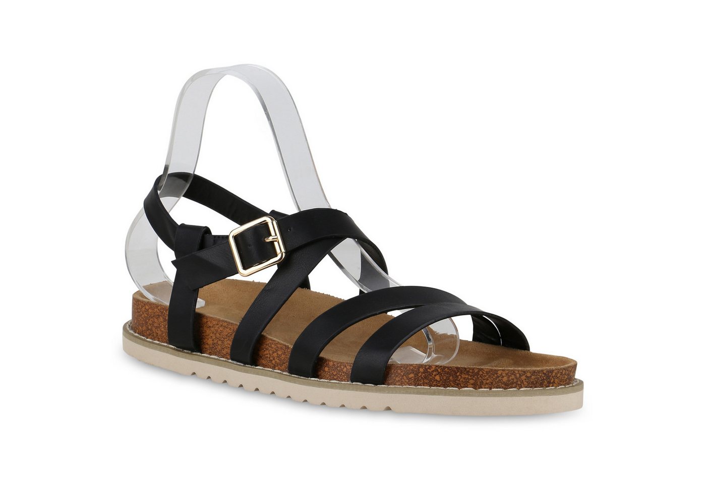 VAN HILL 21578442 FT 2TM12005 JOLIE Damen Sandalen Black 42 Riemchensandale Damen Übergrößen Riemchensandalen Sandalen Profil-Sohle