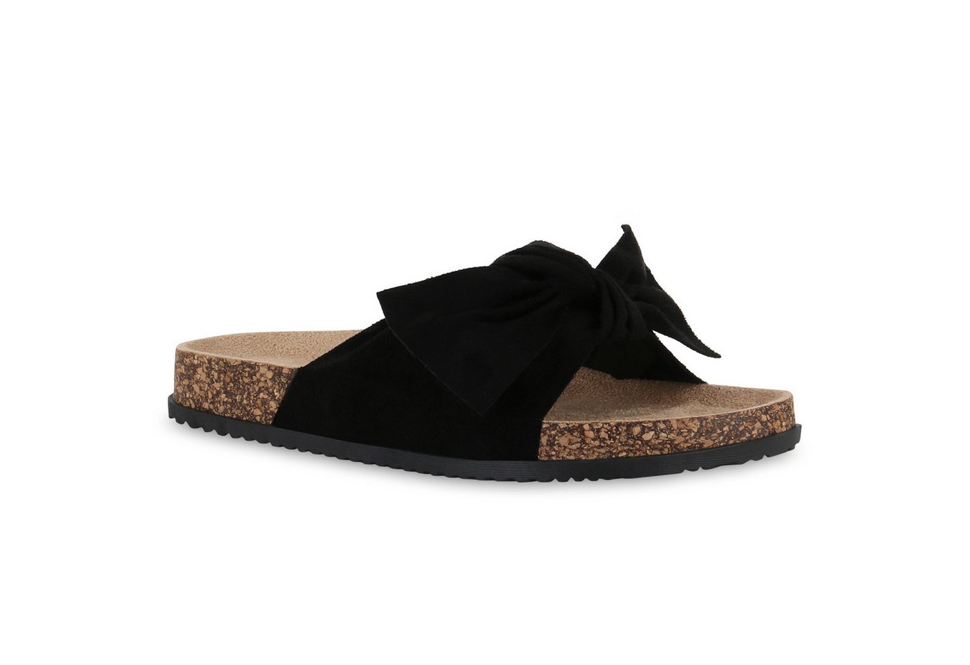 VAN HILL 21590536 TH S67[TH] Damen Sandalen Black 36 Pantolette Damen Pantoletten Sandalen Bequeme Schleifen Korkoptik