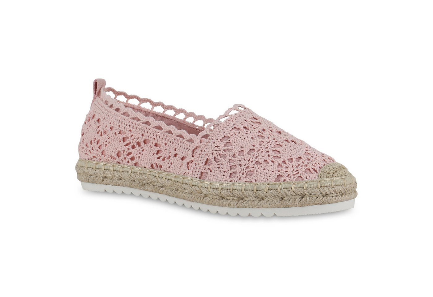 VAN HILL 21591837 TH 8805-25[TH] Damen Slippers Pink 37 Espadrille Damen Espadrilles Slippers Spitze Bast Profil-Sohle