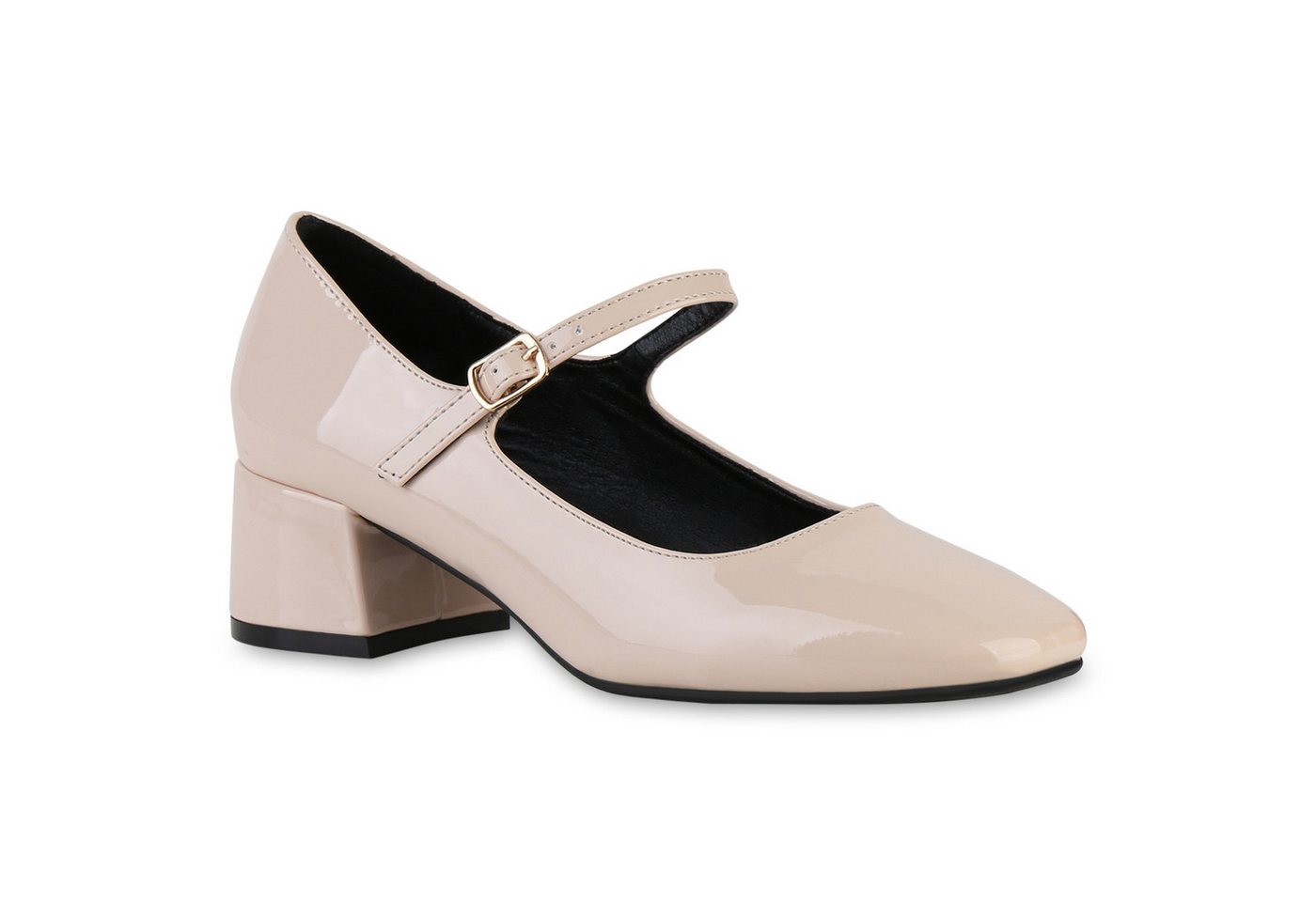 VAN HILL 21646537 KY L1097 Damen Pumps Beige 37 Mary-Jane-Schuhe Damen Mary Janes Pumps Klassische Lack Eckige