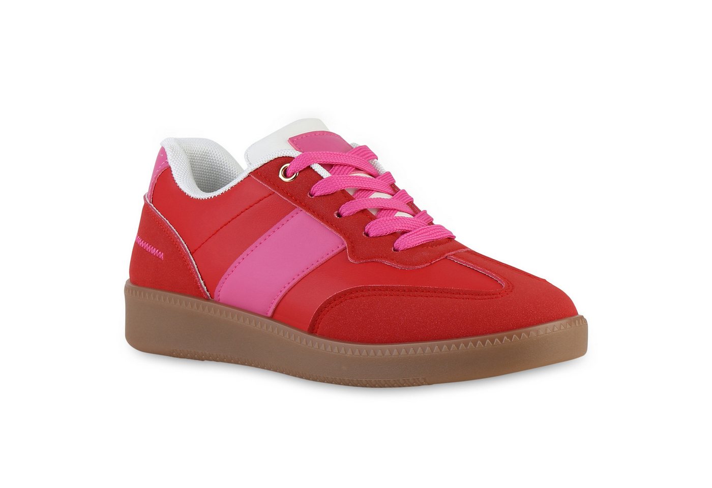 VAN HILL 21660438 KY LL1969 Damen Sneaker Red 38 Sneaker Damen Sneaker Low Schnürer Bequeme Freizeit Basic Schnür-