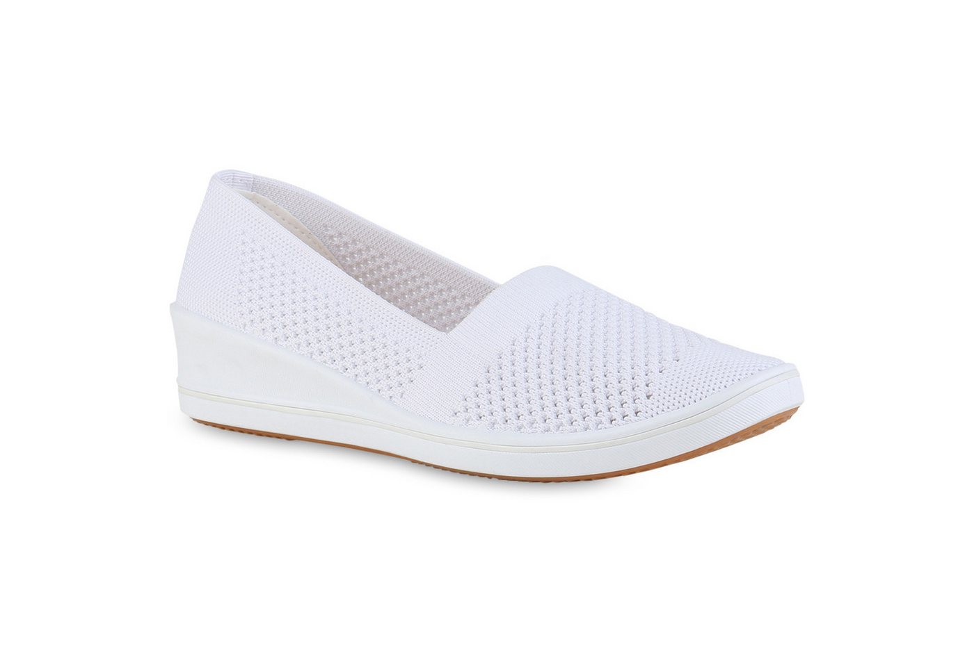 VAN HILL 21694937 HO NR2506 Damen Slippers White 37 Keilpumps Damen Keilslipper Keilabsatz Bequem Strick Freizeit Slip On
