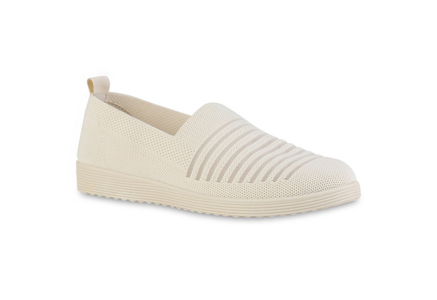 VAN HILL 21696437 HO NR2501 Damen Slippers Beige 37 Slipper Damen Slip Ons Slippers Bequeme Strick Profil-Sohle