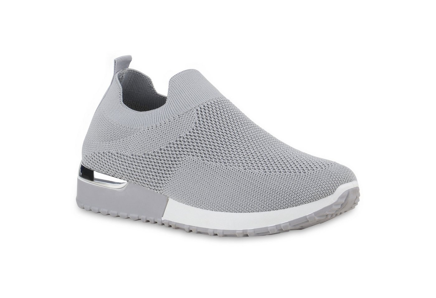 VAN HILL 21710237 BK113 Damen Sportschuhe Grey 37 Slip-On Sneaker Damen Slip Ons Sportschuhe Sportliche Strick Profil-Sohle