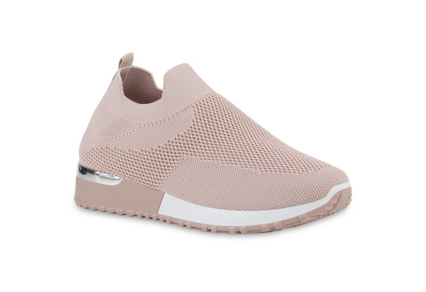 VAN HILL 21710539 BK113 Damen Sportschuhe Pink 39 Slip-On Sneaker Damen Slip Ons Sportschuhe Sportliche Strick Profil-Sohle