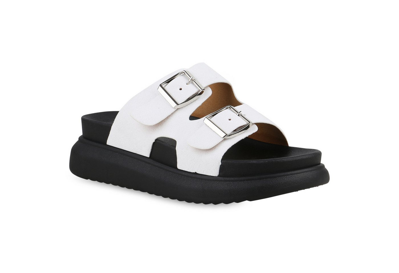VAN HILL 21719338 LL66-236 Damen Sandaletten White 38 Sandalette Damen Pantoletten Sandaletten Plateau Basic Freizeit