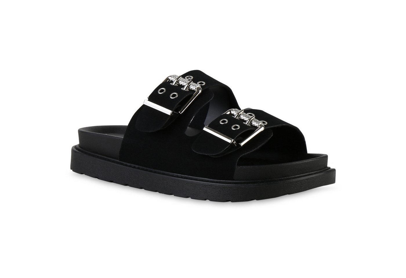 VAN HILL 21744337 SL HY4523 Damen Sandaletten Black 37 Sandalette Damen Pantoletten Sandaletten Schnallen Profil-Sohle