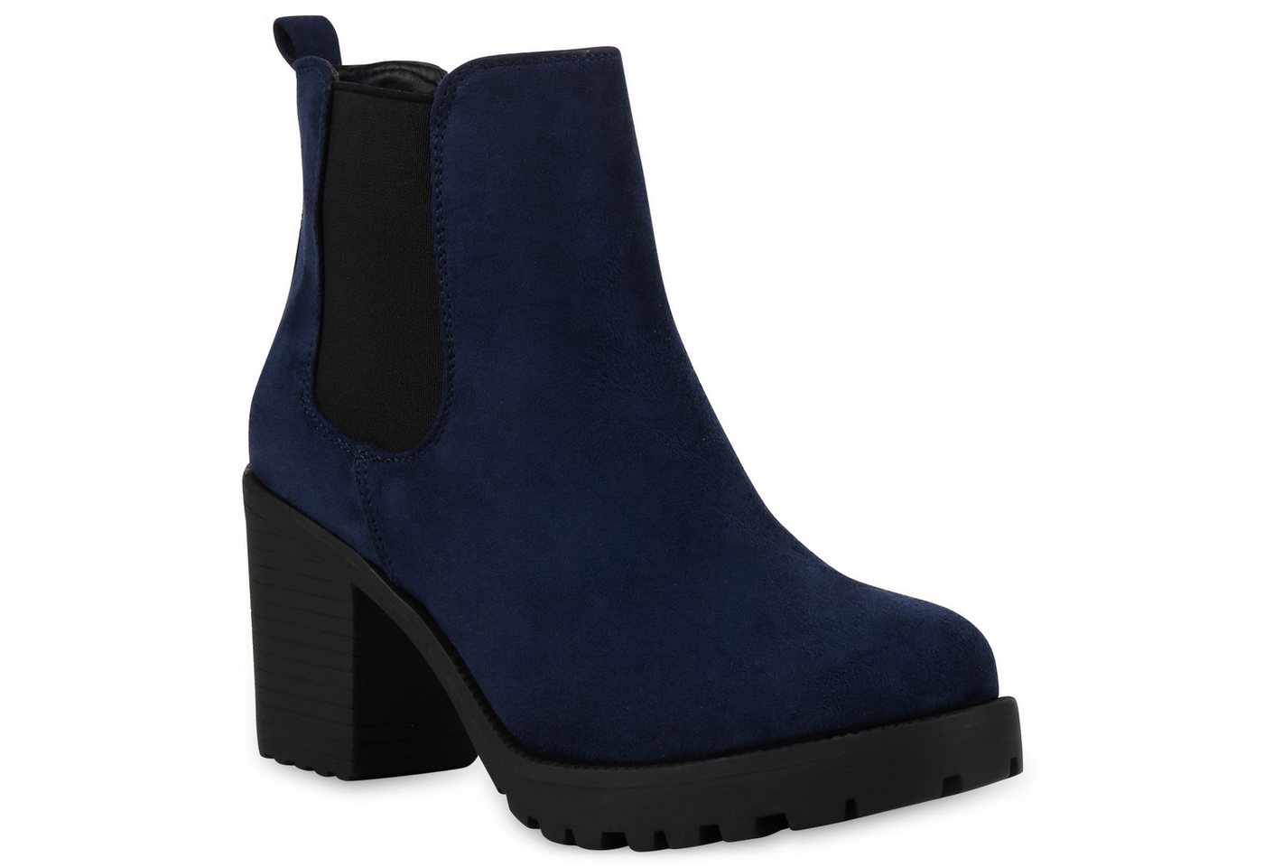 VAN HILL 76870 Chelseaboots Damen Stiefeletten Chelsea Boots Profilsohle Blockabsatz