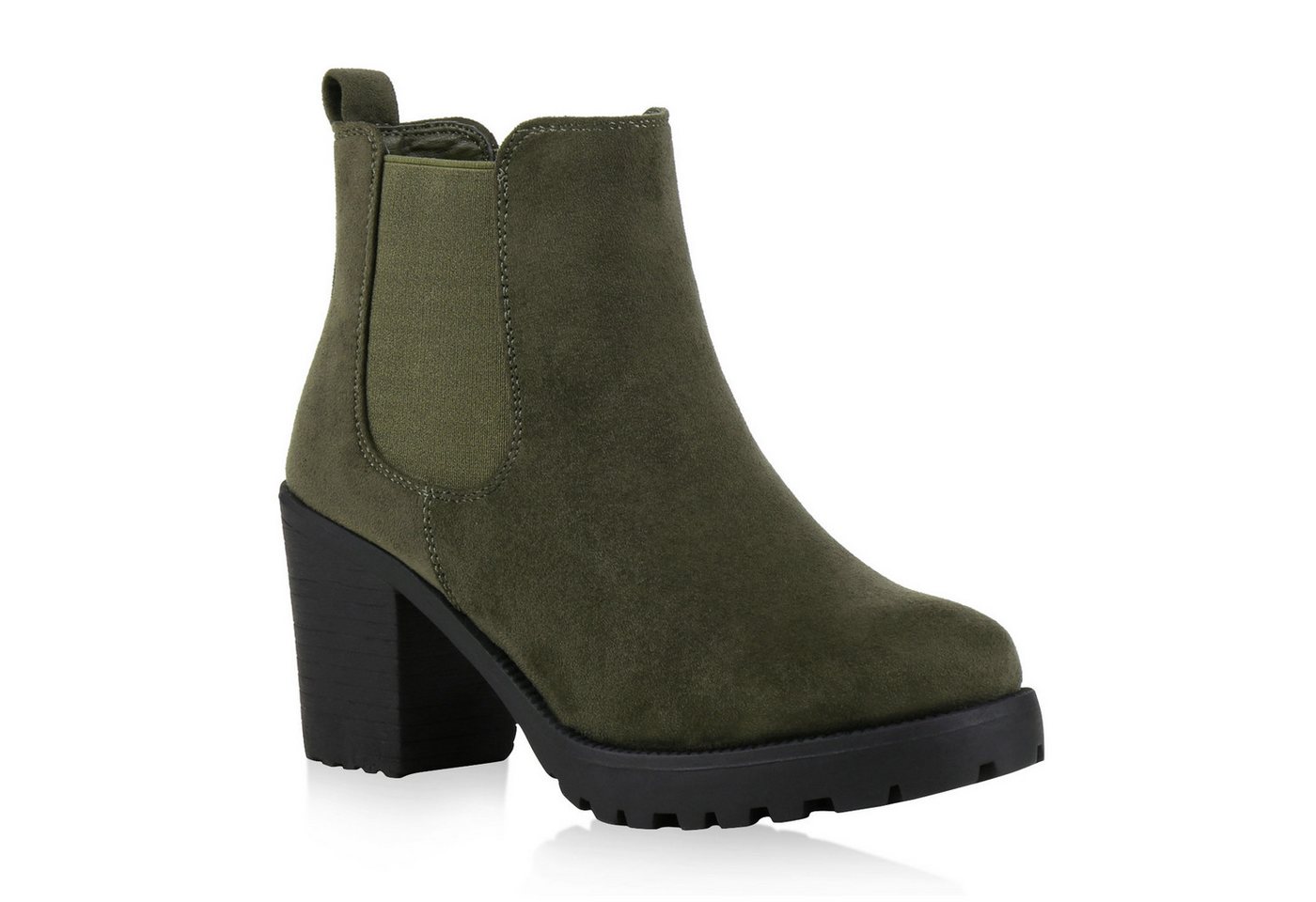 VAN HILL 77276 Chelseaboots Damen Stiefeletten Chelsea Boots Profilsohle 70?s