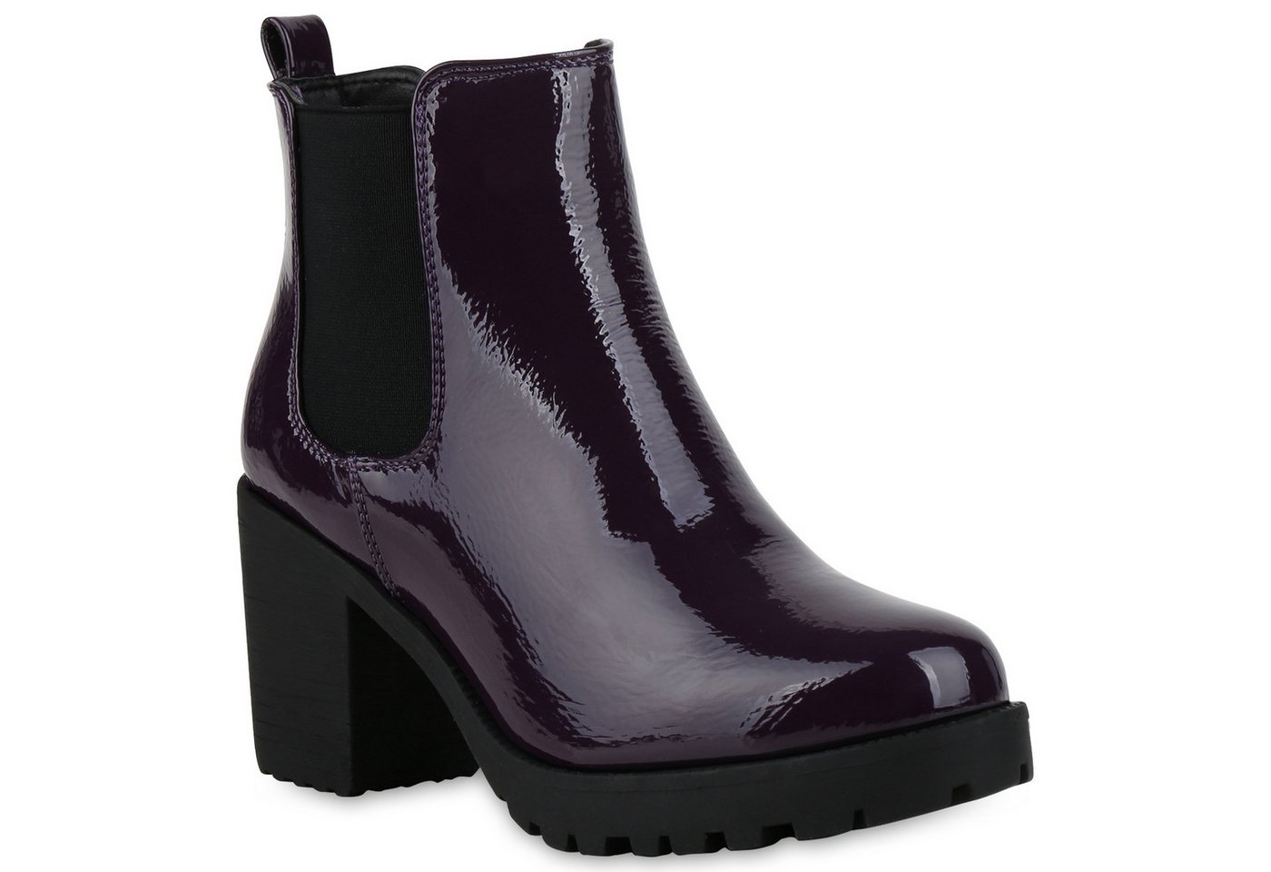 VAN HILL 77276 Chelseaboots Damen Stiefeletten Chelsea Boots Profilsohle Blockabsatz