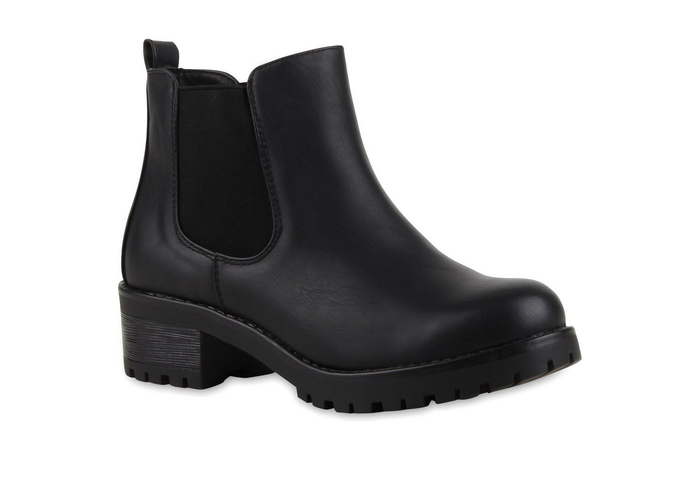 VAN HILL 79018 Chelseaboots Bequeme Damen Chelsea Boots Profilsohle Stiefeletten Blockabsatz