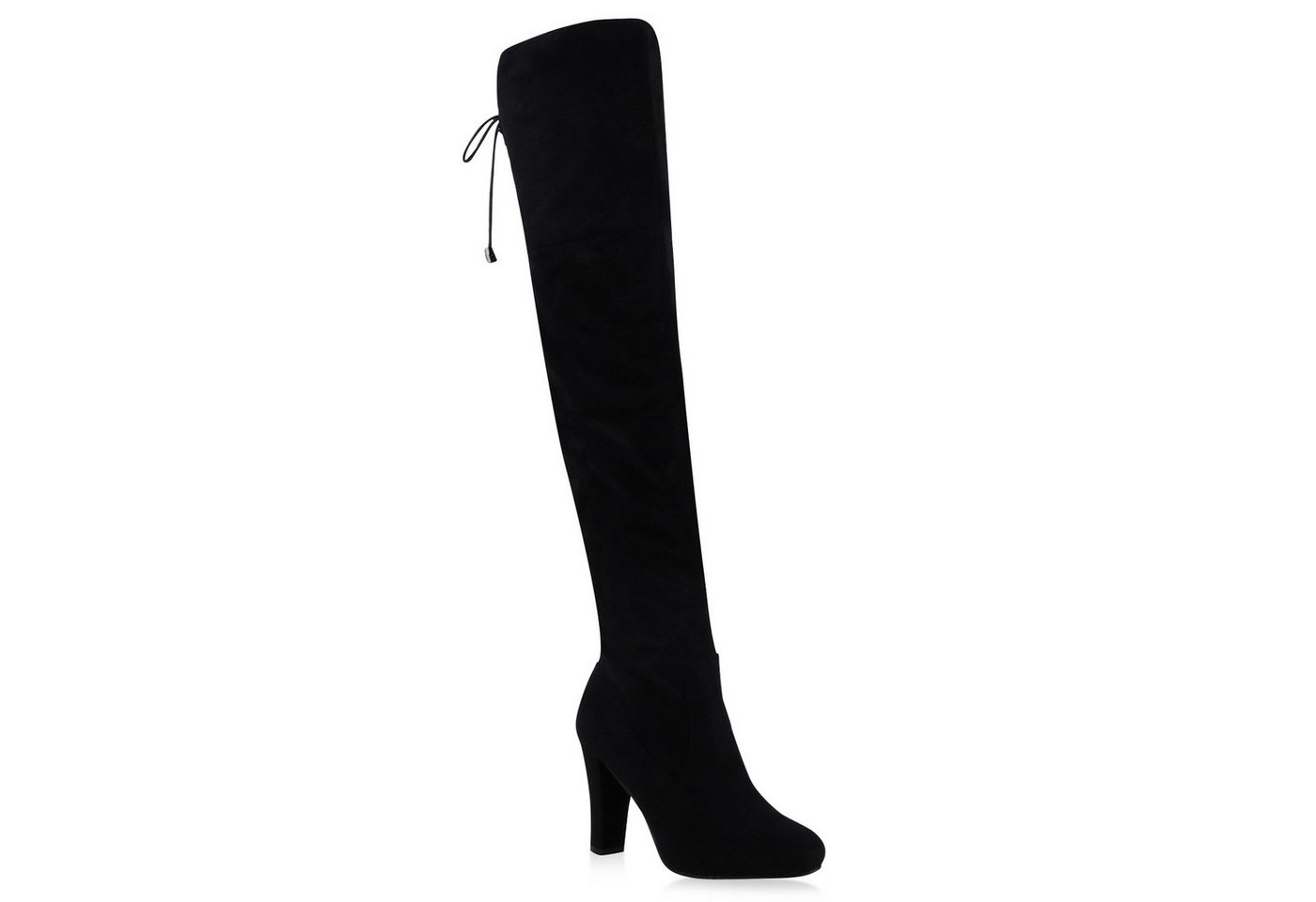 VAN HILL 811288 Overkneestiefel Modische Damen Stiefel Overknees Schleifen Perlen Absatz