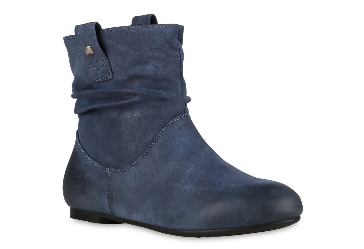 VAN HILL 811678 Schlupfboots Gefütterte Damen Schlupfstiefel Nieten Stiefeletten Leder-Optik